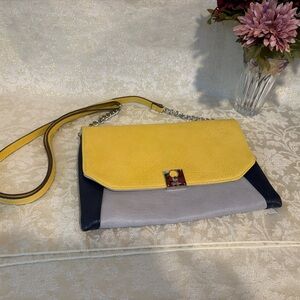 Jessica Simpson Stylish Yellow, Gray and Black Color-block Crossbody Bag